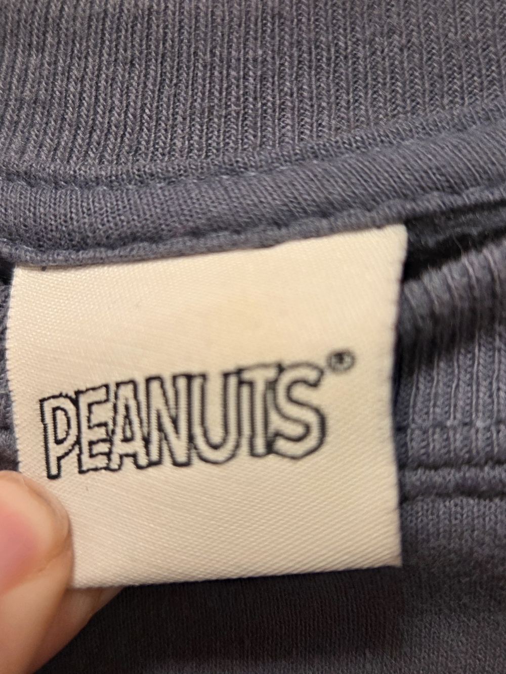 Peanuts Snoopy Cowl Sweater in Blue with Pink and White Graphics - Picture 3 of 5
